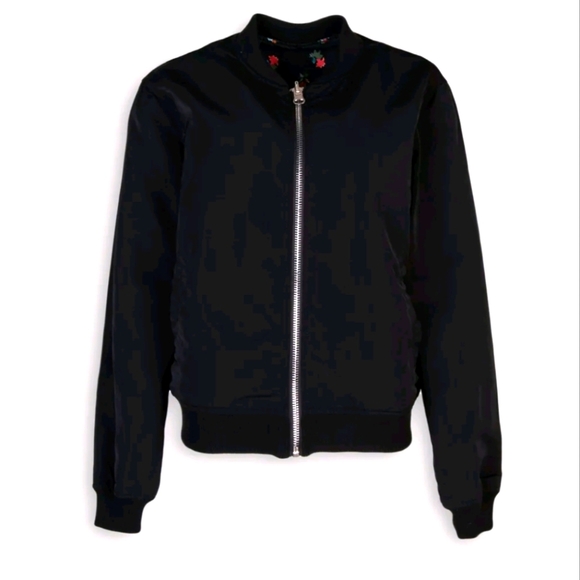 RRP €180 Designer KENGSTAR Bomber Jacket US2 XS Black Floral Pattern Full Zip - Picture 4 of 7